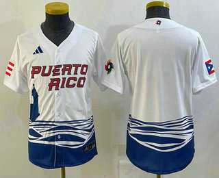 Youth Puerto Rico Baseball Blank 2023 White World Baseball Classic Stitched Jerseys->2023 world baseball classic->MLB Jersey